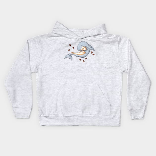 Coffee Shark Kids Hoodie by KristenOKeefeArt